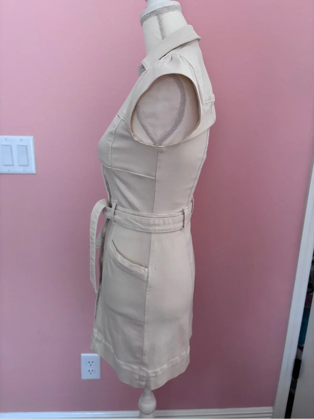 PAIGE Jaxsyn Cream denim Shirt-Style Mini Dress - Picture 3 of 8